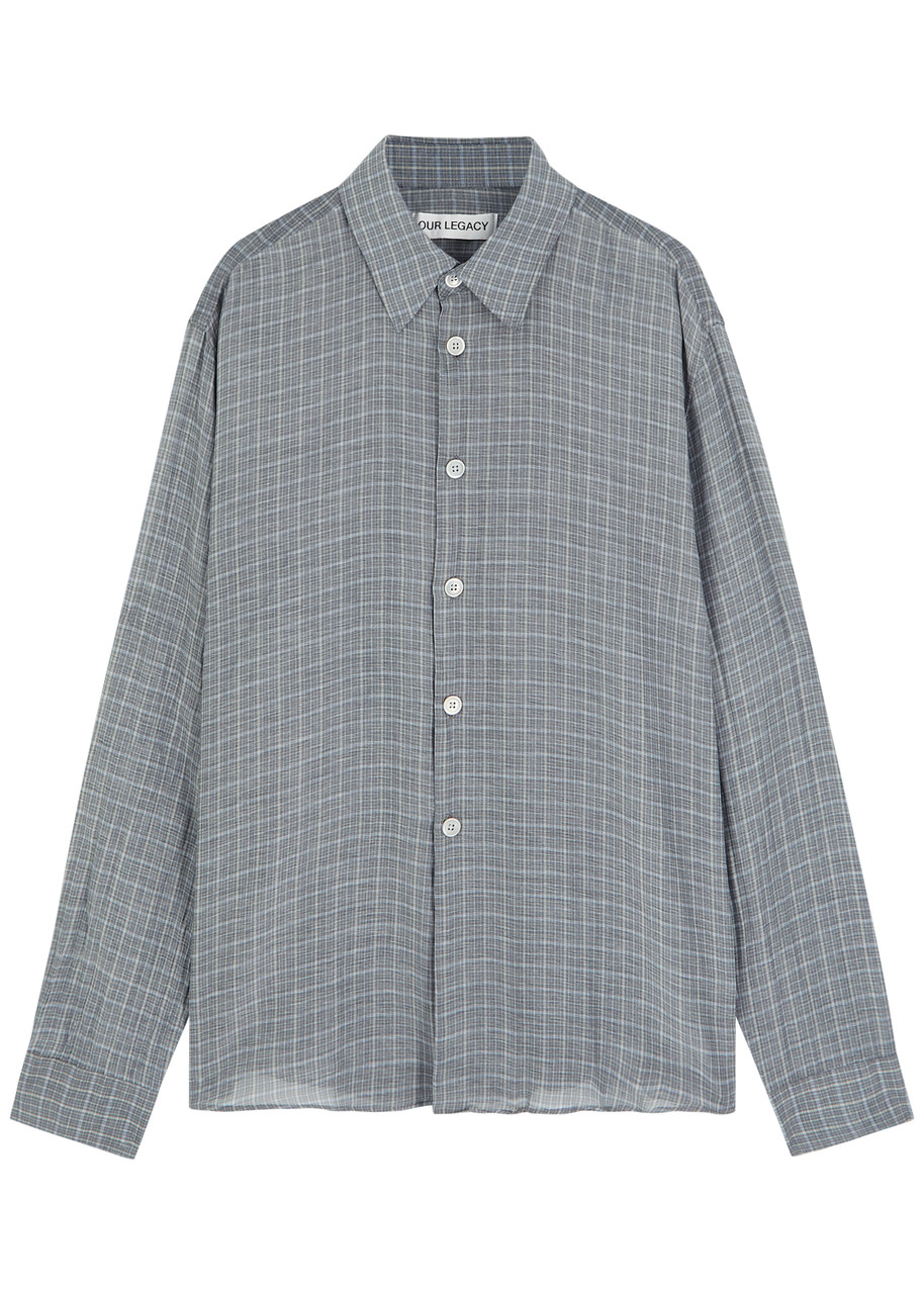 Our Legacy Beyond Checked Voile Shirt – Blue – IT L Our Legacy Beyond Checked Voile Shirt – Blue – IT L