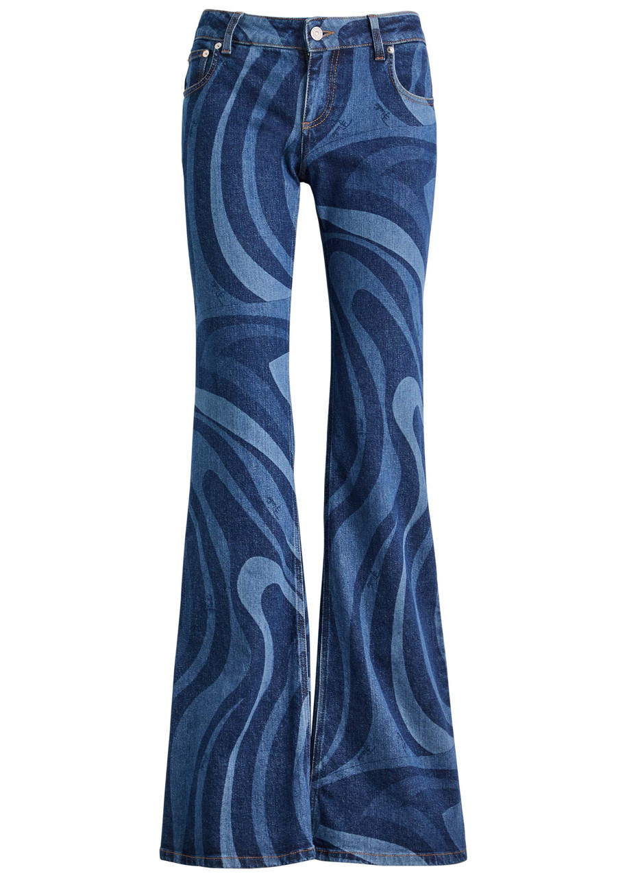 Pucci Wave-printed Flared-leg Jeans – Denim – S