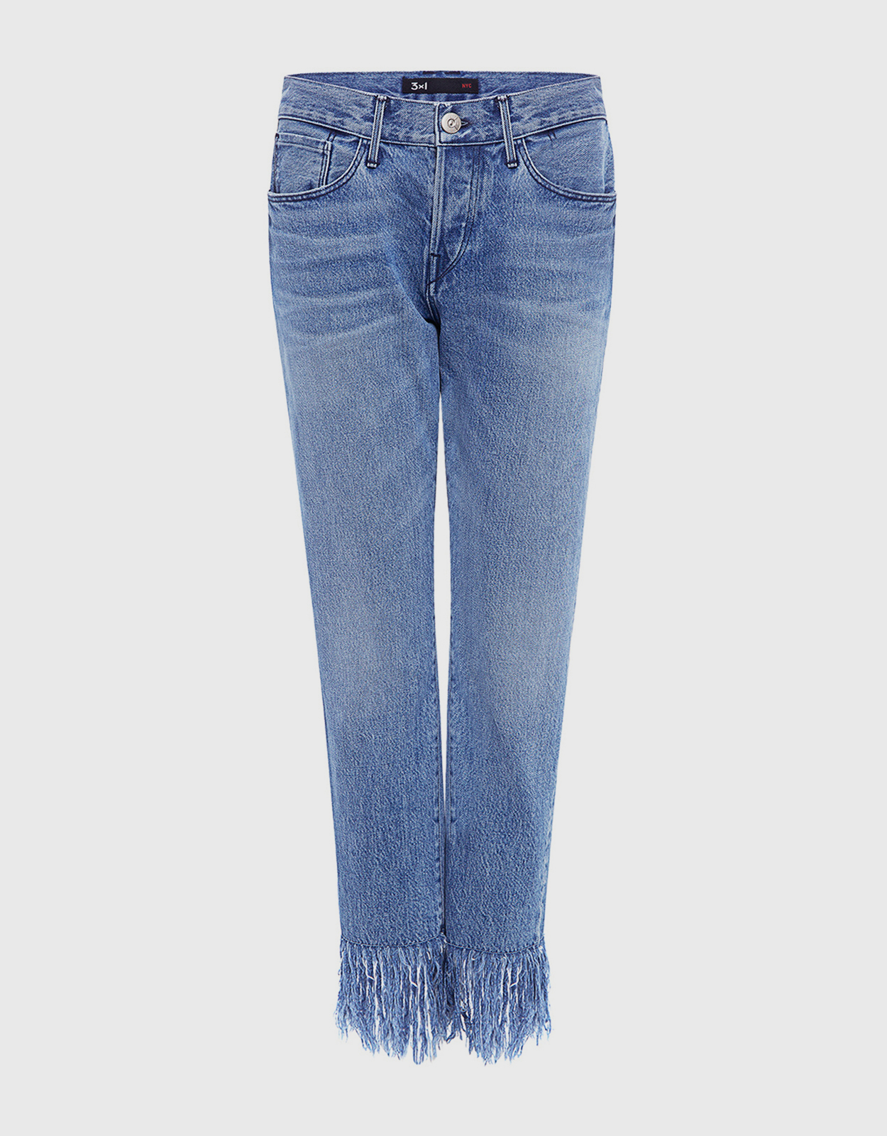 x STRAIGHT CROP FRINGE JEANS