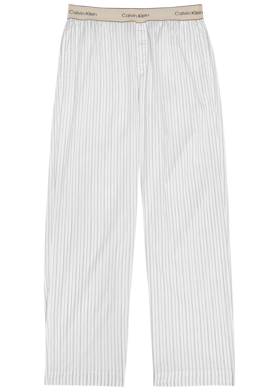 Calvin Klein Striped Cotton Pyjama Trousers – White Calvin Klein Striped Cotton Pyjama Trousers – White