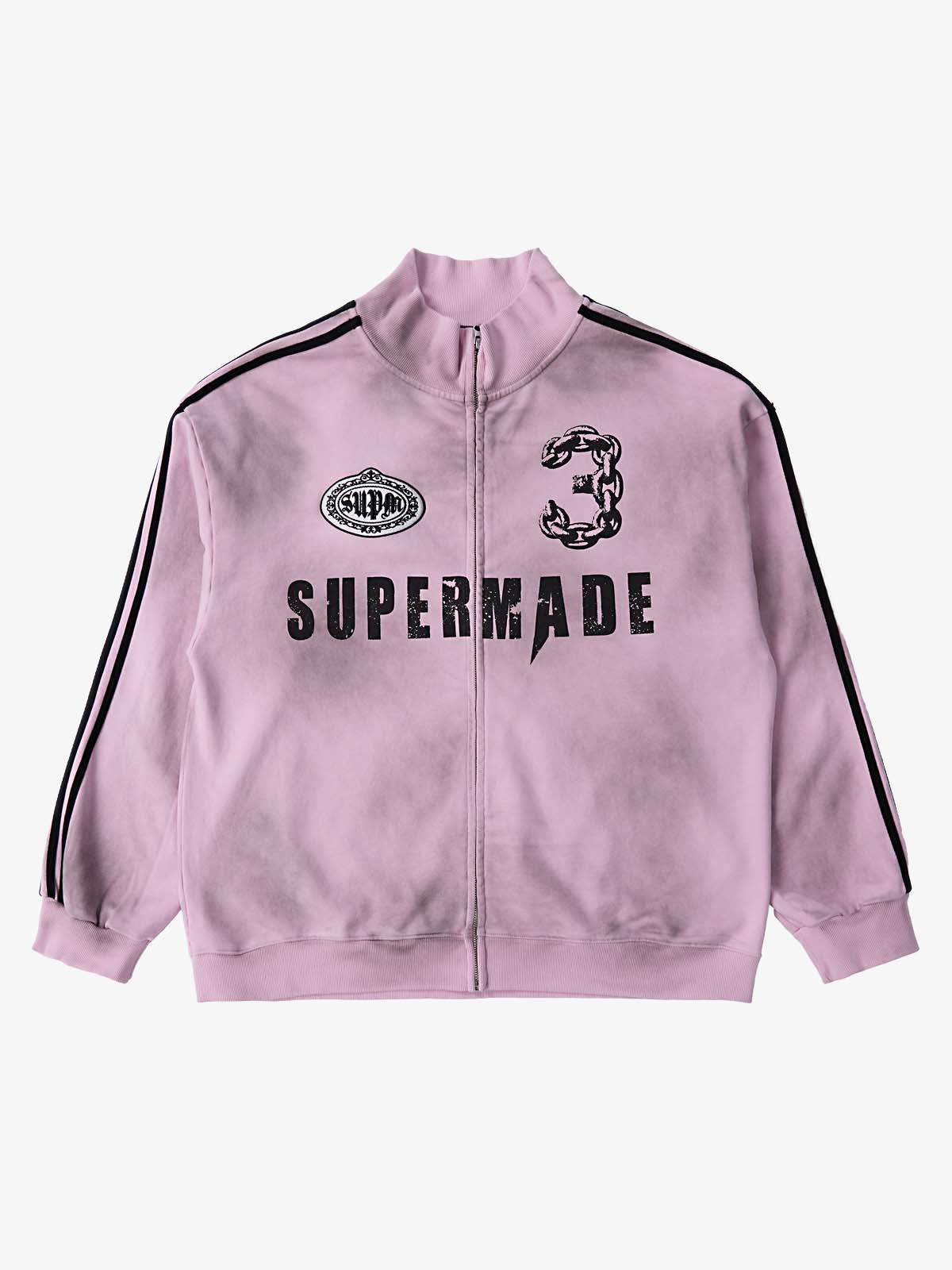 Supermade Vintage Distressed NO. Stand Collar Tracksuit – – Pink L Jacket Supermade Vintage Distressed NO. Stand Collar Tracksuit – – Pink L Jacket