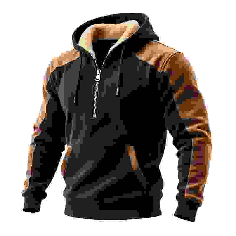 Men’s Retro Contrast Faux Suede Polar Fleece Half Men’s Retro Contrast Faux Suede Polar Fleece Half