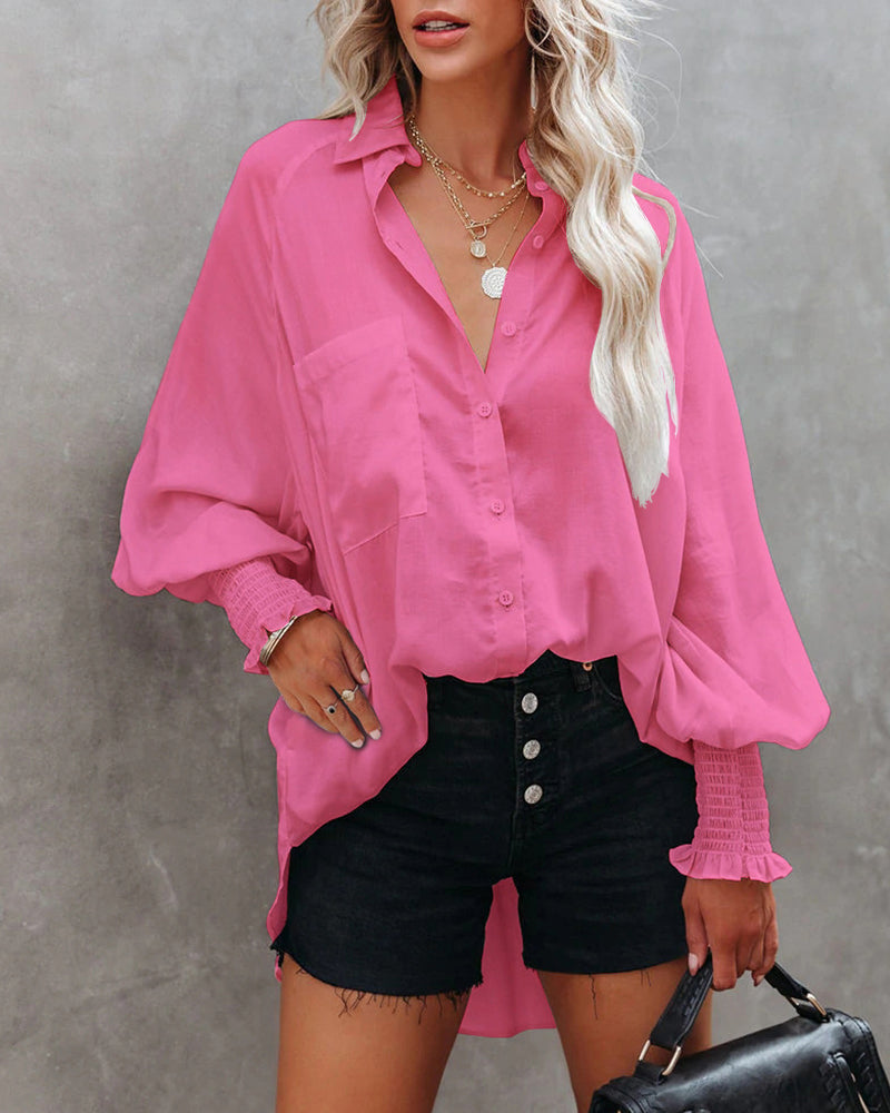 Zeagoo Zeagoo Button Up Shirt Long Sleeve Lapel Striped Casual Oversized Top – Rose Red M Zeagoo Zeagoo Button Up Shirt Long Sleeve Lapel Striped Casual Oversized Top – Rose Red M