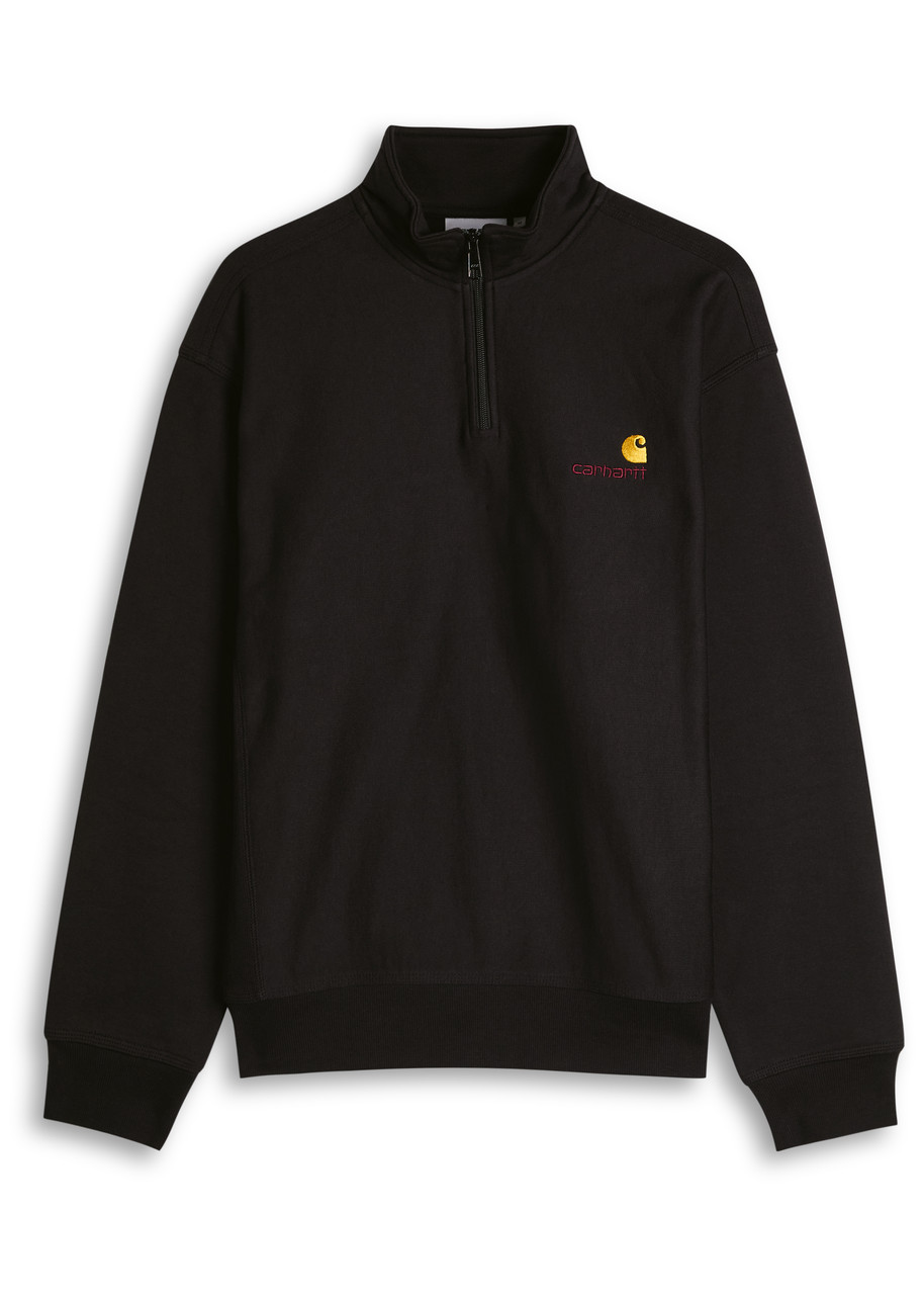 Carhartt Wip Logo-embroidered Cotton-blend Half-zip Sweatshirt – Black