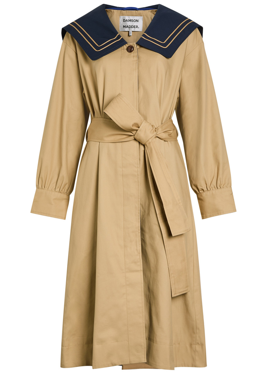 Damson Madder Ella Belted Cotton Trench Coat – Tan – L