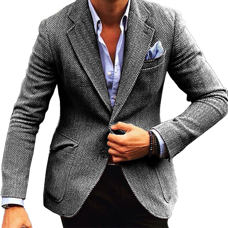 Men’s Vintage Herringbone Wool Blend Lapel Single Breasted Blazer M Men’s Vintage Herringbone Wool Blend Lapel Single Breasted Blazer M