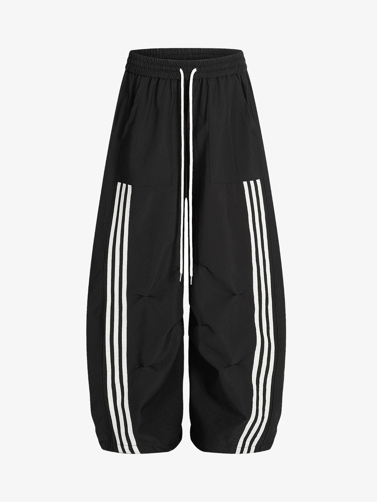 Striped Zip-Up Track Jacket and Wide-Leg Track Pants Set – Black M Sweatpant Striped Zip-Up Track Jacket and Wide-Leg Track Pants Set – Black M Sweatpant