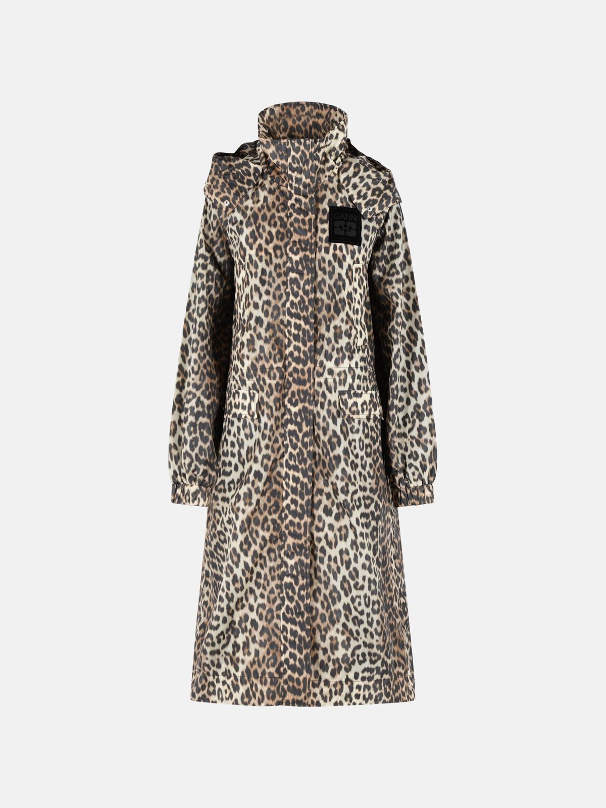 GANNI Leopard Print Polyamide Parka