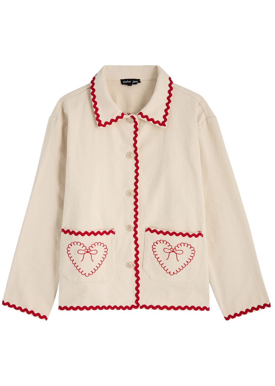 Sister Jane Posy Heart-embroidered Denim Jacket – Cream – S Sister Jane Posy Heart-embroidered Denim Jacket – Cream – S