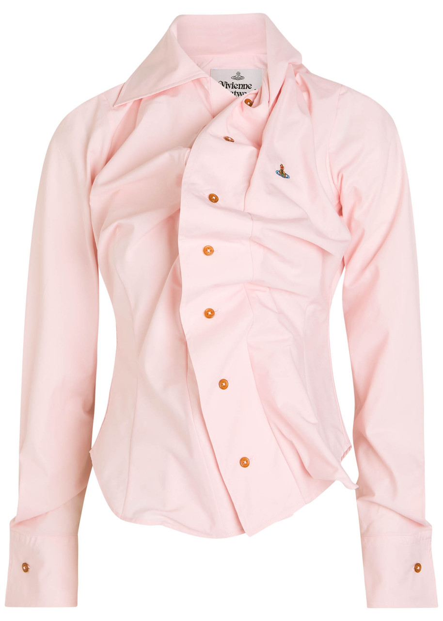 Vivienne Westwood Drunken Gathered Cotton-poplin Shirt – Pink – M Vivienne Westwood Drunken Gathered Cotton-poplin Shirt – Pink – M