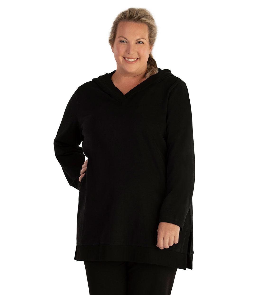 Legacy Cotton Casual Pullover V-neck Hoodie Basic Colors, X Black