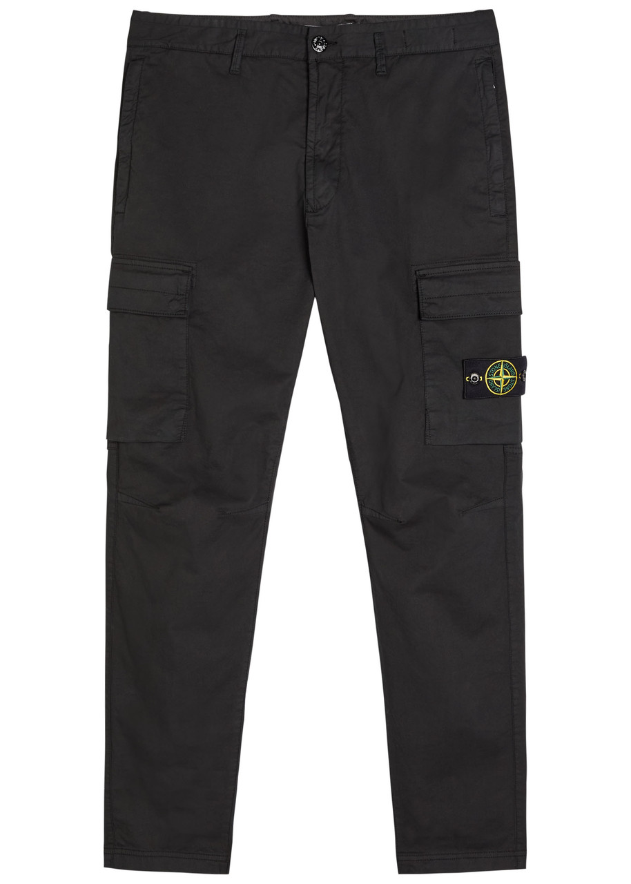 Stone Island Tapered-leg Stretch-cotton Poplin Cargo Trousers – Black Stone Island Tapered-leg Stretch-cotton Poplin Cargo Trousers – Black