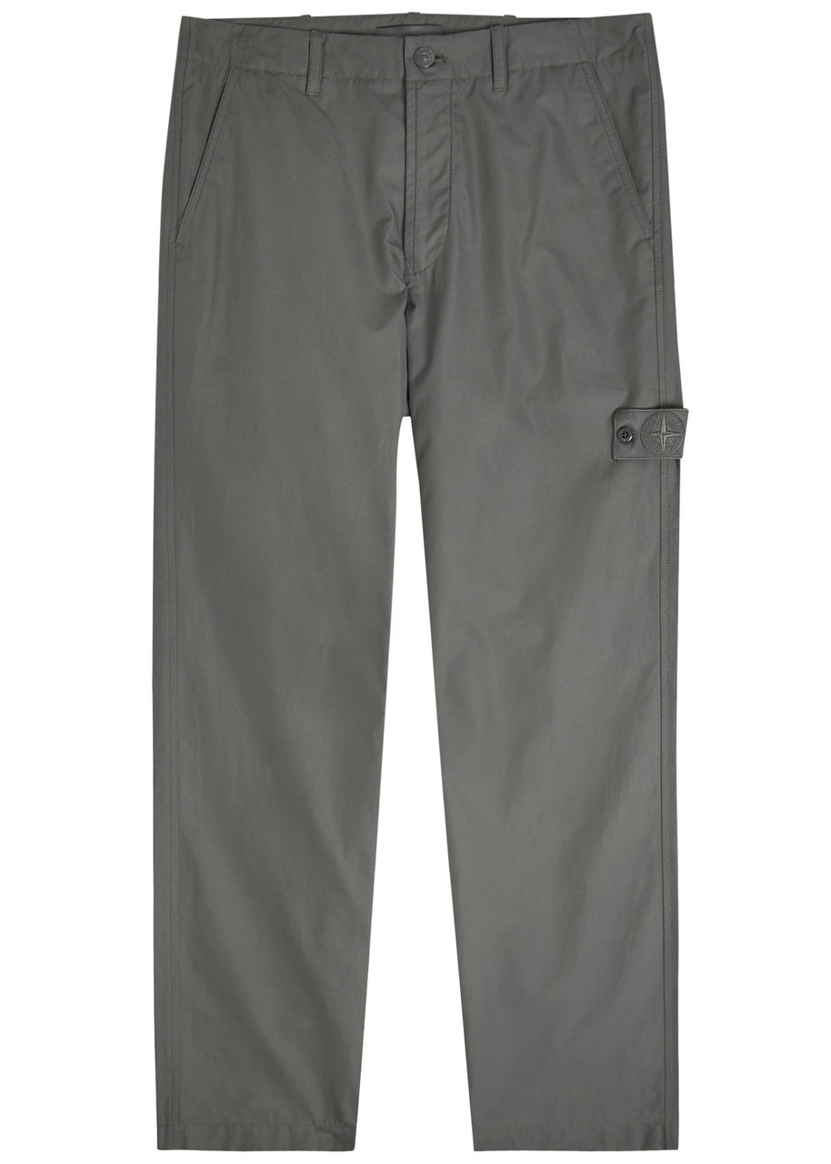 Stone Island Ghost Straight-leg Cotton-poplin Cargo Trousers – Dark Grey – W S