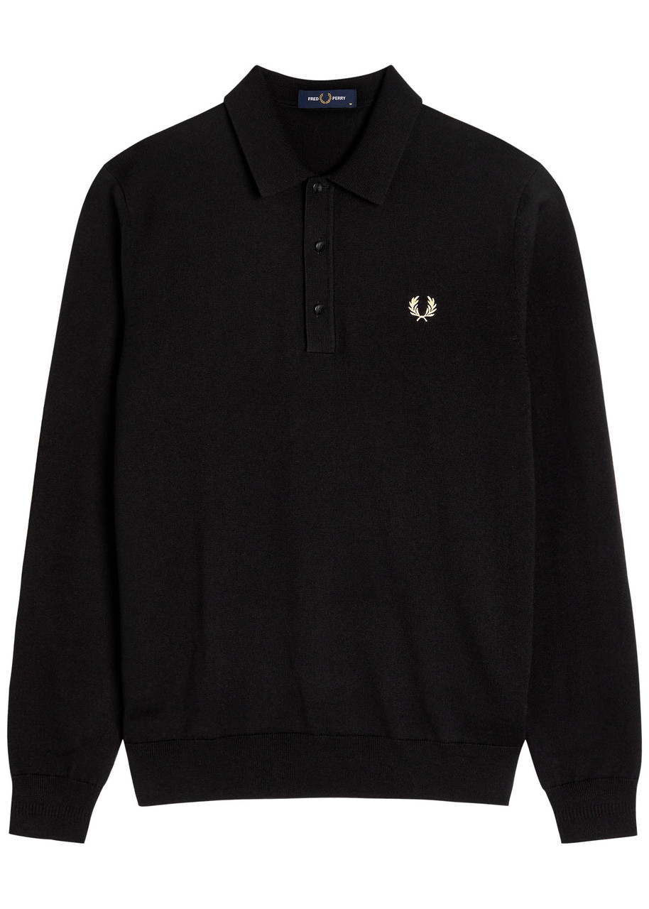 Fred Perry Logo-embroidered Wool-blend Polo Shirt – Black Fred Perry Logo-embroidered Wool-blend Polo Shirt – Black