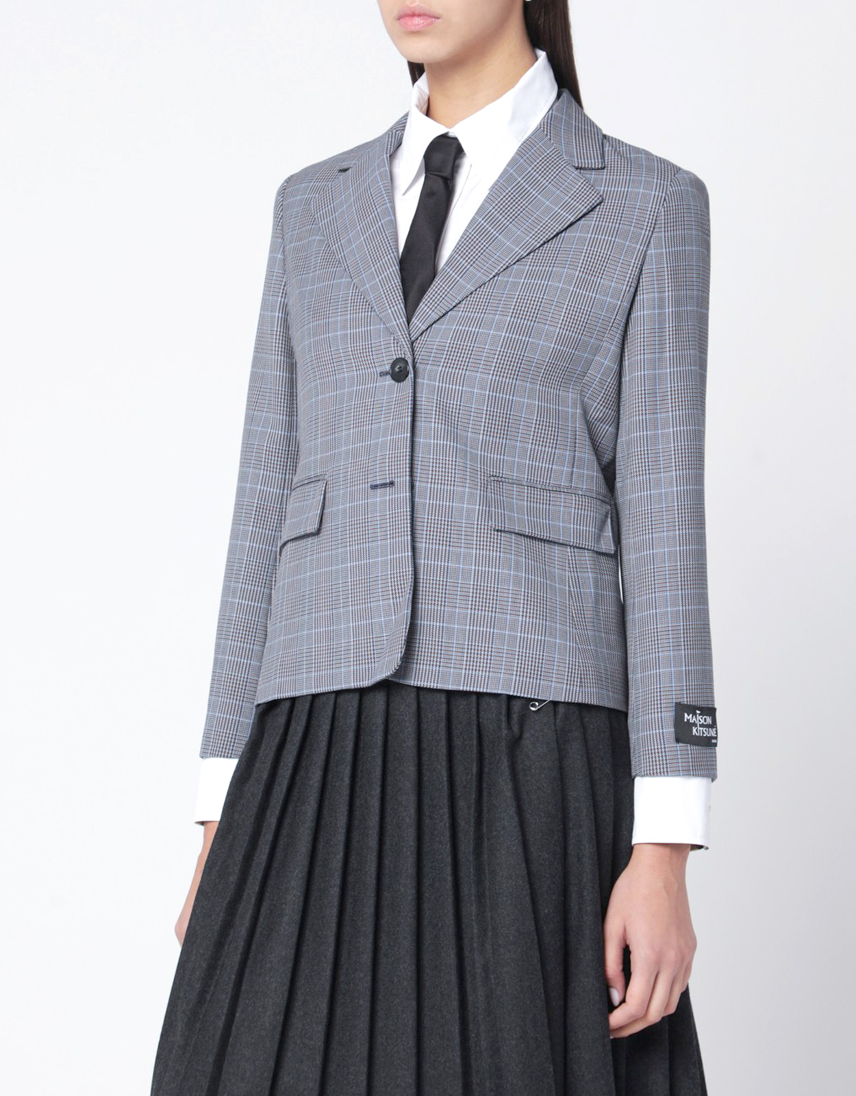 Maison Kitsun Blue checked single-breasted blazer – FR