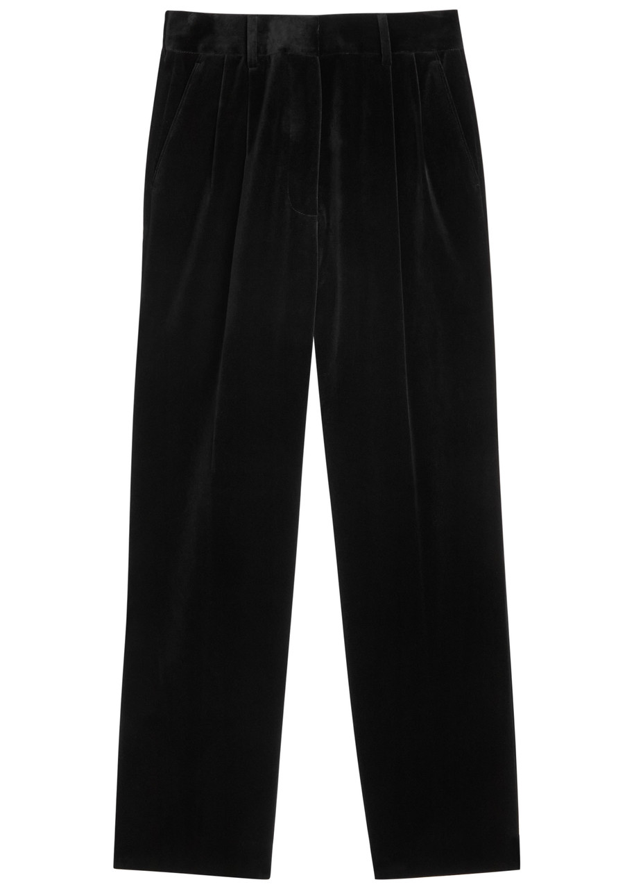 Blaze Milano Fox Pleated Velvet Trousers – Black – S