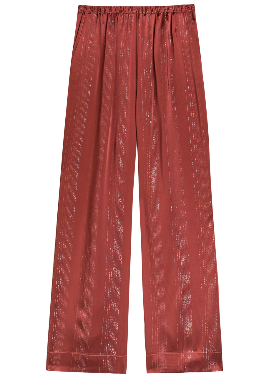 Forte_forte Metallic-pinstripe Satin Trousers – Burgundy – Forte_forte Metallic-pinstripe Satin Trousers – Burgundy –
