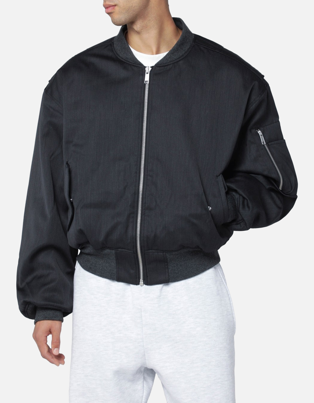 Entire Studios Grey wool-blend bomber jacket with zip Entire Studios Grey wool-blend bomber jacket with zip