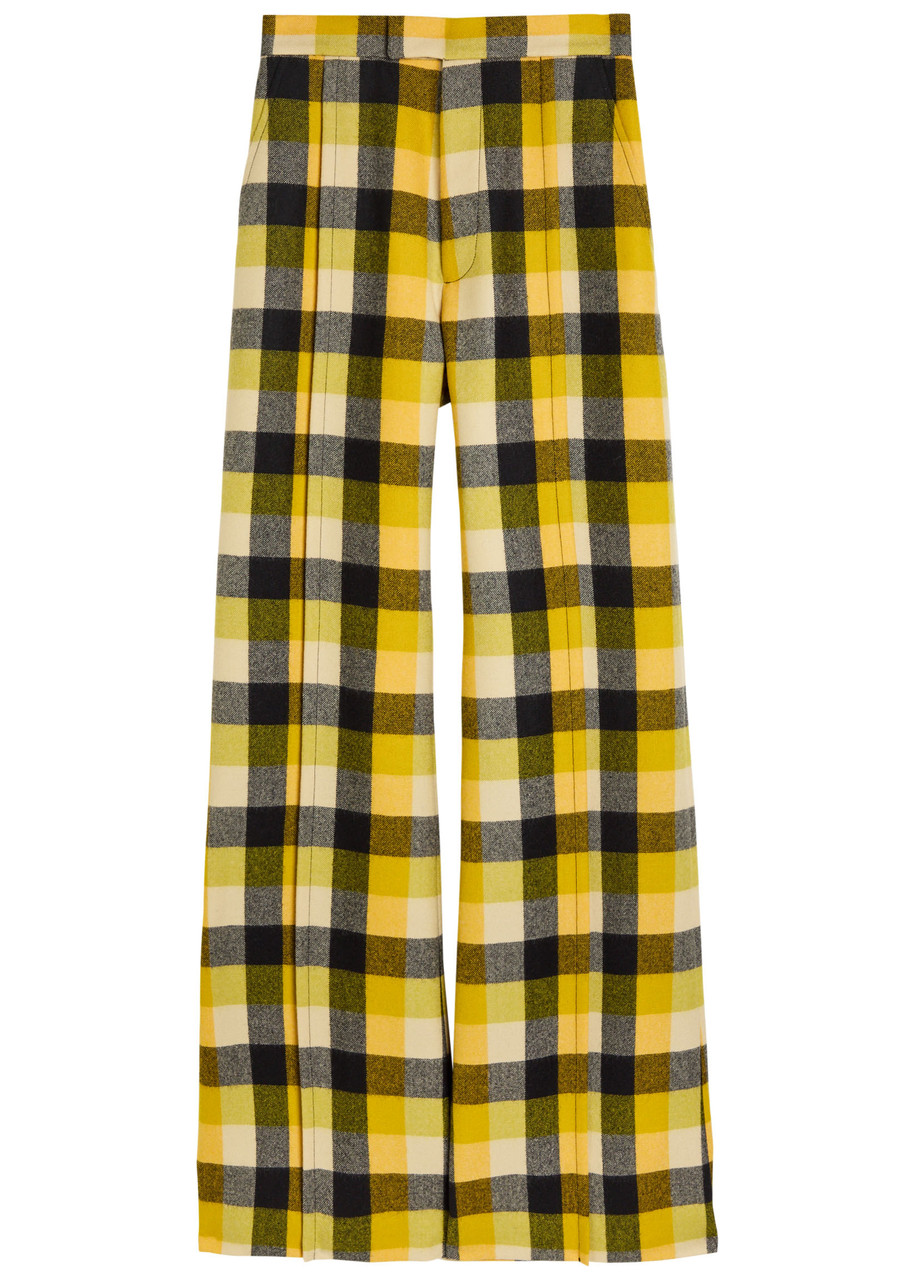 Vivienne Westwood Checked Flared-leg Trousers – Yellow – Vivienne Westwood Checked Flared-leg Trousers – Yellow –
