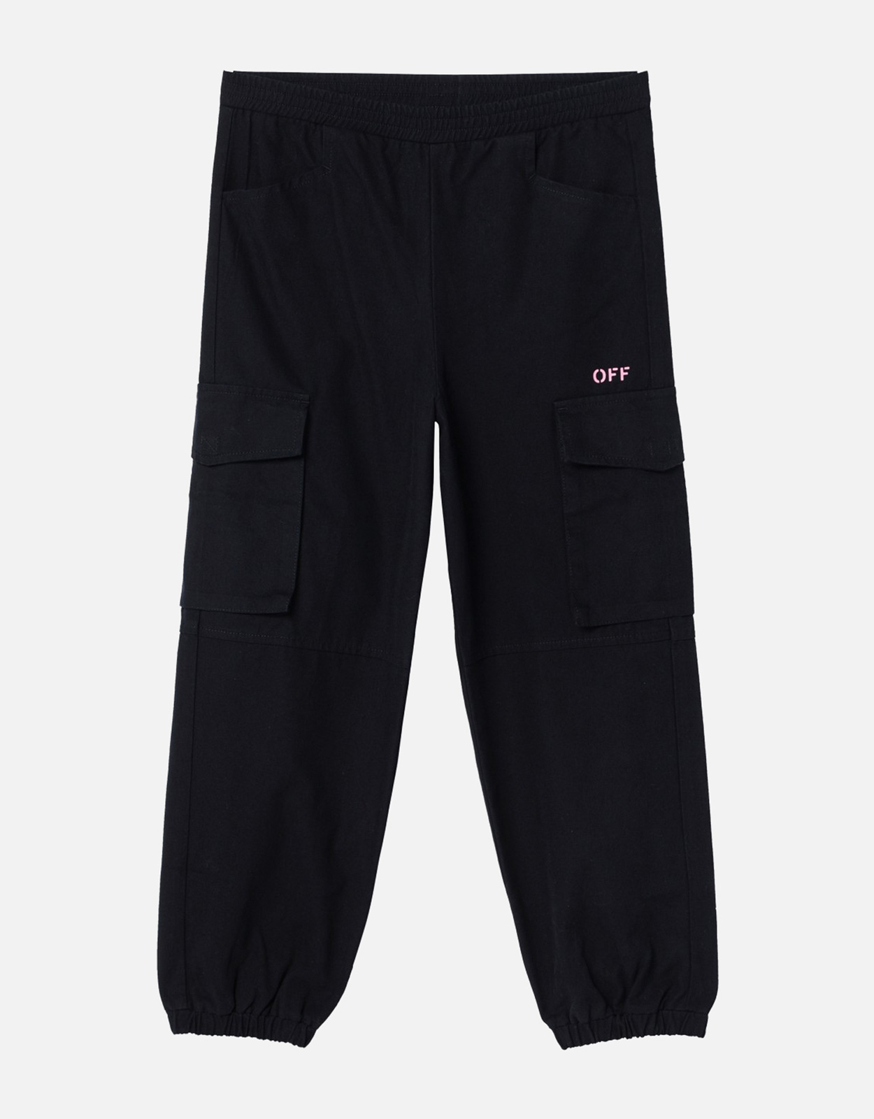 Off-White Kids Black jogging cargo trousers with logo