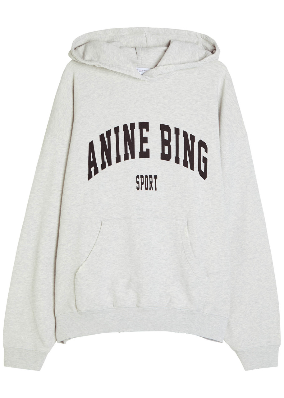 Anine Bing Harvey Hooded Cotton Sweatshirt – Grey – L L Anine Bing Harvey Hooded Cotton Sweatshirt – Grey – L L