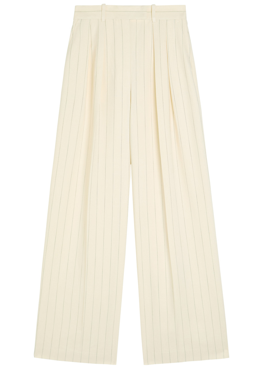 Anine Bing Lou Pinstriped Wide-leg Trousers – Cream – Anine Bing Lou Pinstriped Wide-leg Trousers – Cream –