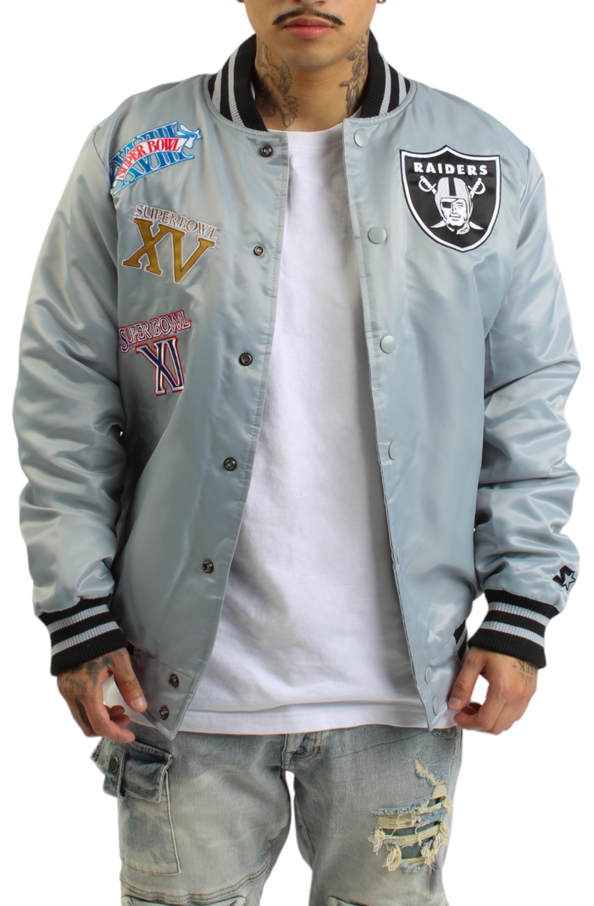 Men NFL Raiders Champions Jacket Jackets S GrayBlackWhite Men NFL Raiders Champions Jacket Jackets S GrayBlackWhite