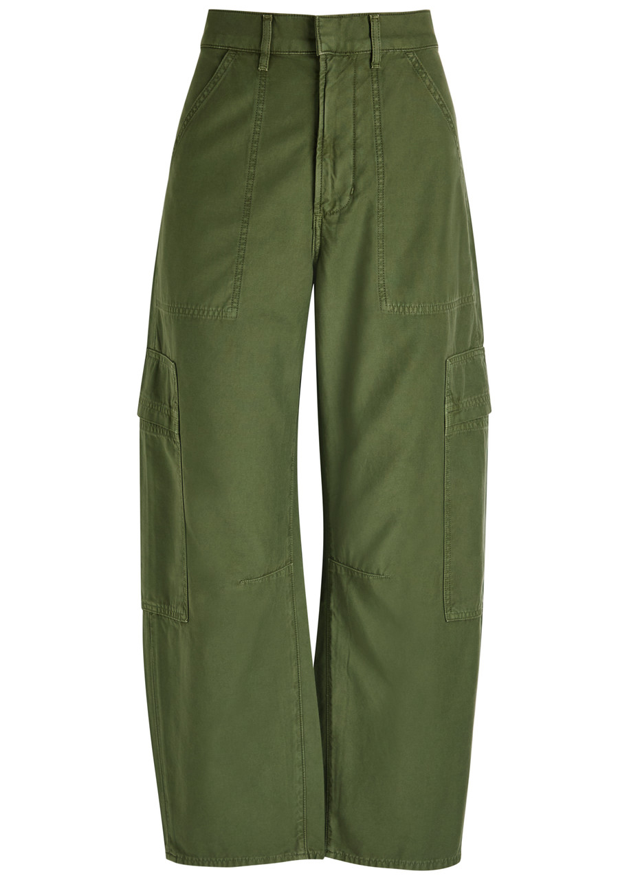Citizens OF Humanity Marcelle Low Slung Cotton Cargo Trousers – Khaki – W – S Citizens OF Humanity Marcelle Low Slung Cotton Cargo Trousers – Khaki – W – S