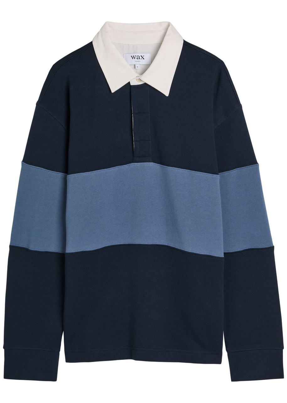 Wax London Rowhill Striped Cotton Rugby Shirt – Navy Wax London Rowhill Striped Cotton Rugby Shirt – Navy