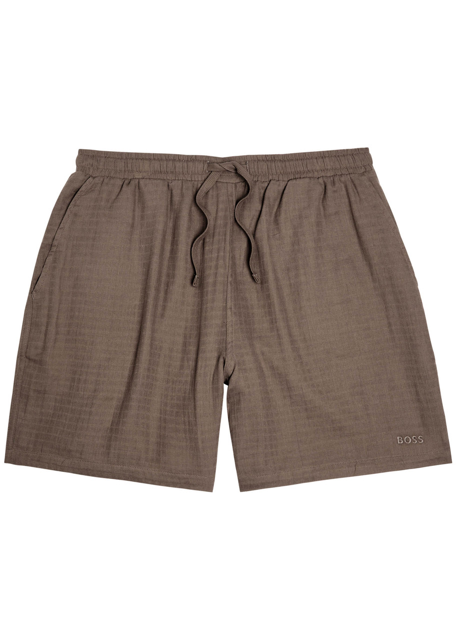 Boss Logo-embroidered Cotton Shorts – Khaki Boss Logo-embroidered Cotton Shorts – Khaki