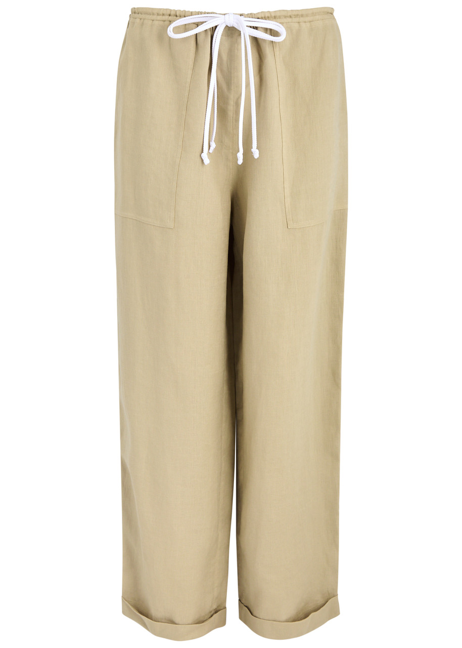 Tory Burch Straight-leg Linen Trousers – Sand – S – S