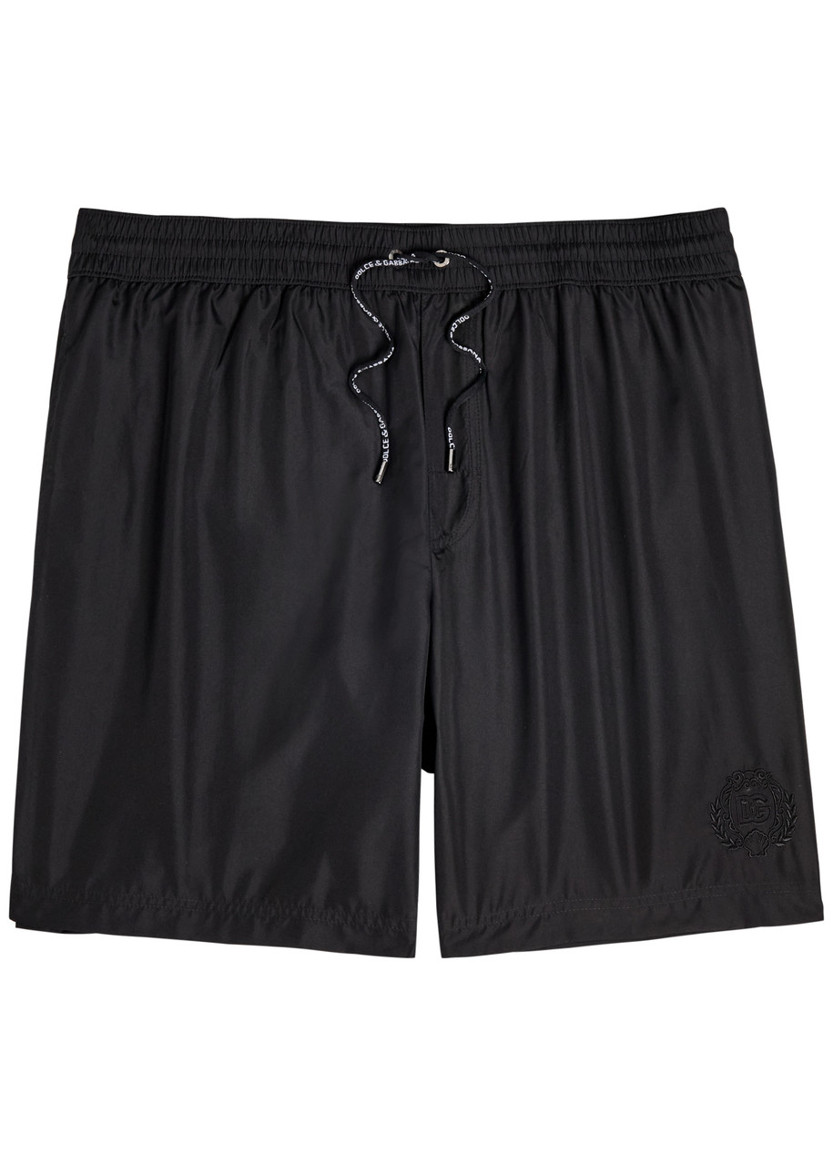 Dolce & Gabbana Logo-embroidered Shell Swim Shorts – Black