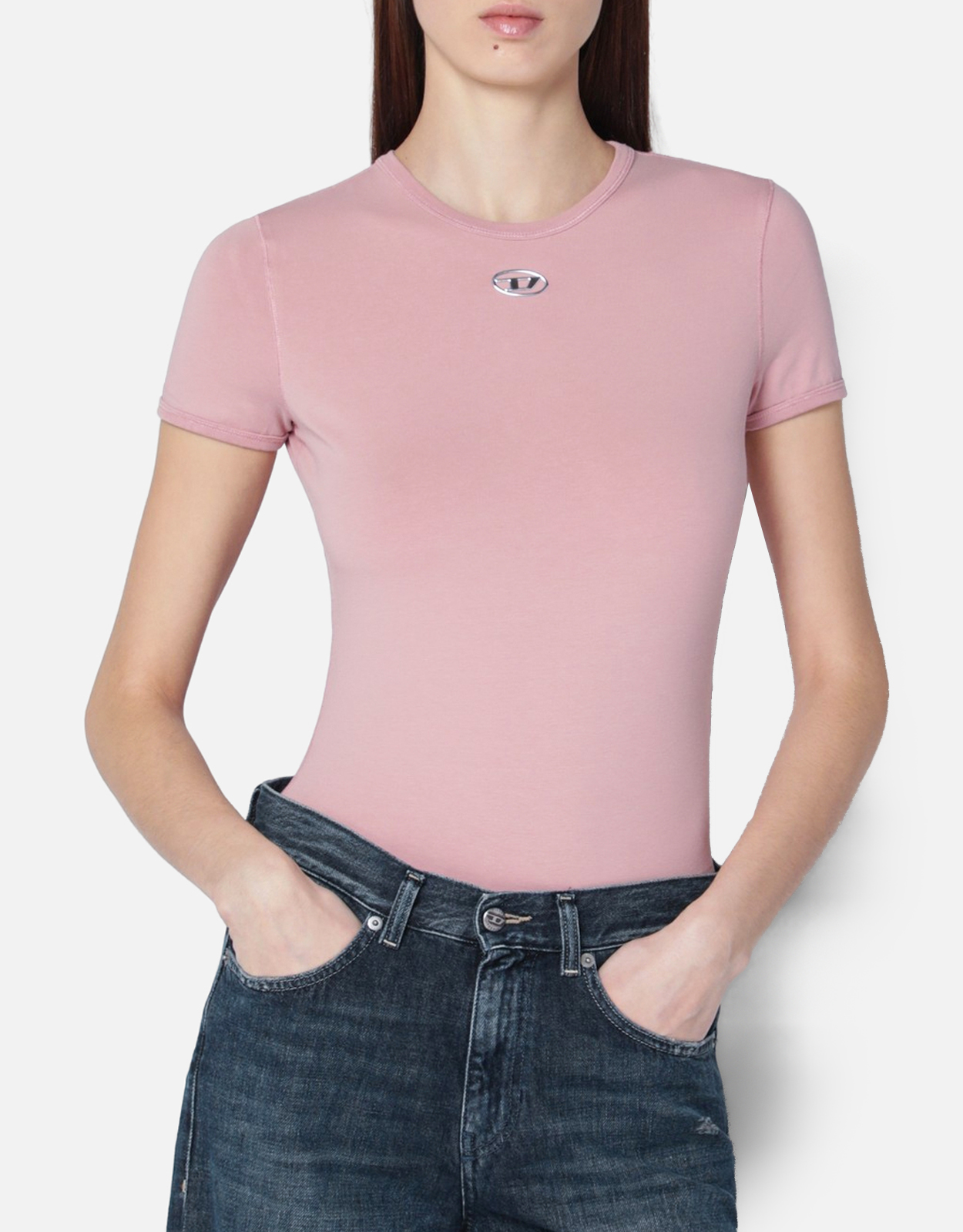 Diesel Slim-fit pink shirt with Oval D logo