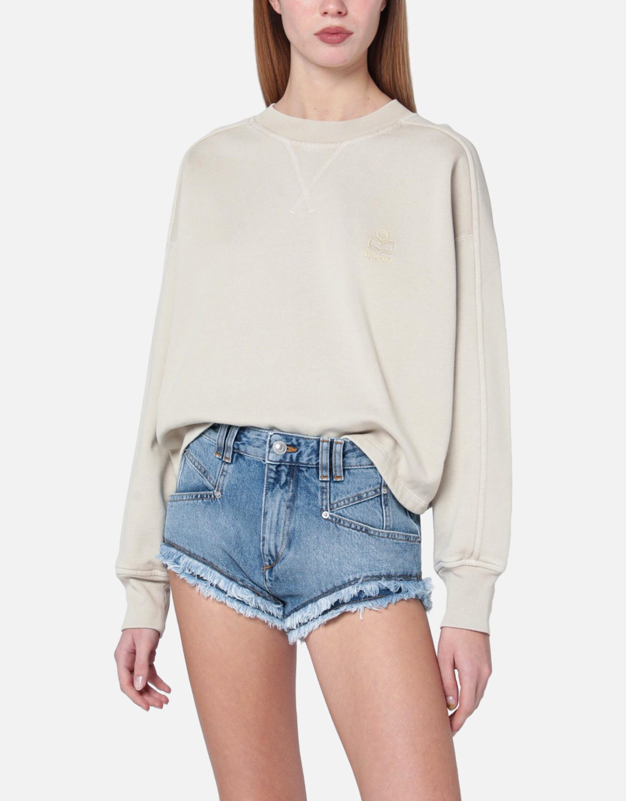 Isabel Marant ?toile Beige Crew Neck Cotton Sweatshirt – FR Isabel Marant ?toile Beige Crew Neck Cotton Sweatshirt – FR