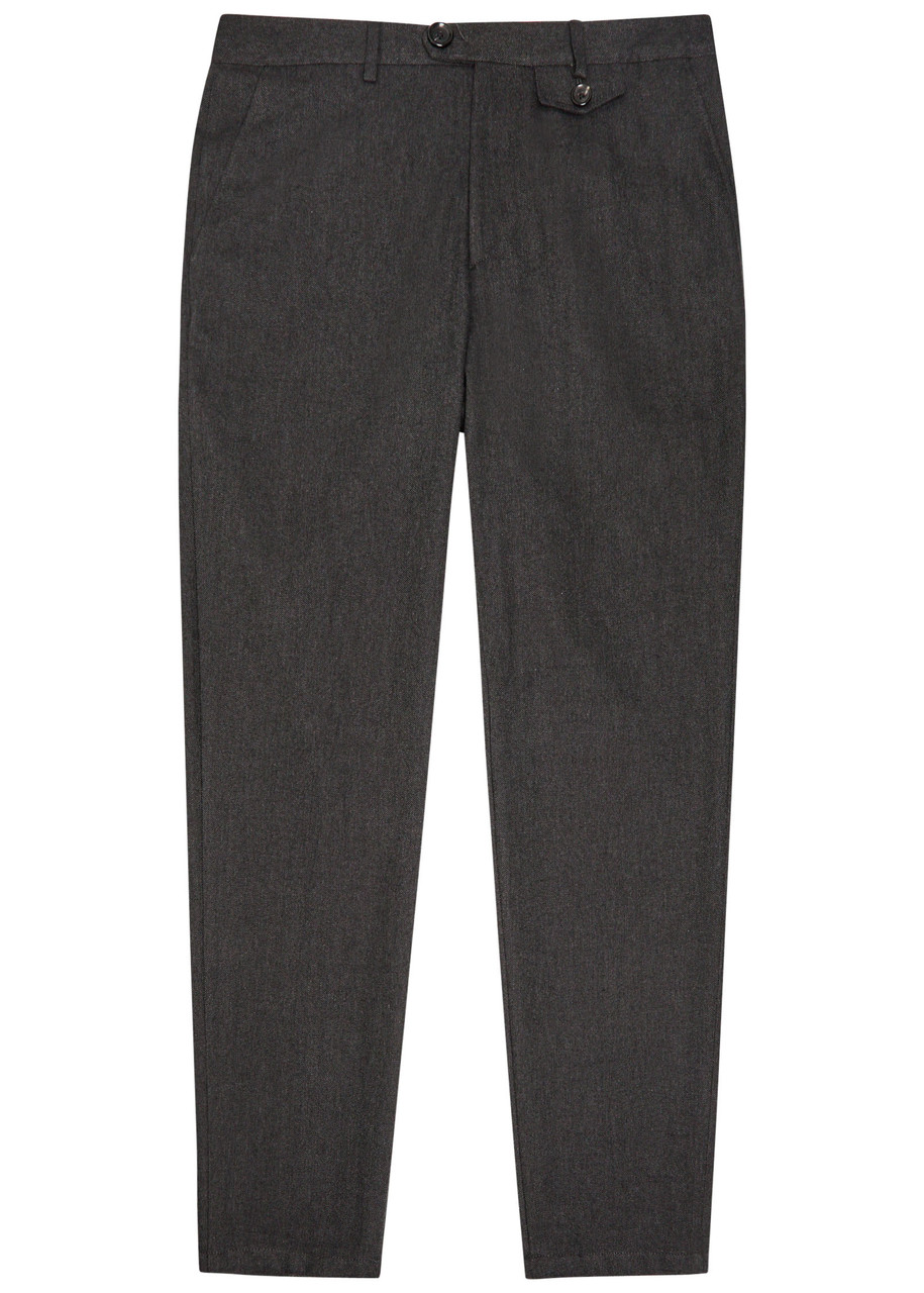 Oliver Spencer Fishtale Herringbone Cotton-blend Trousers – Grey – W M