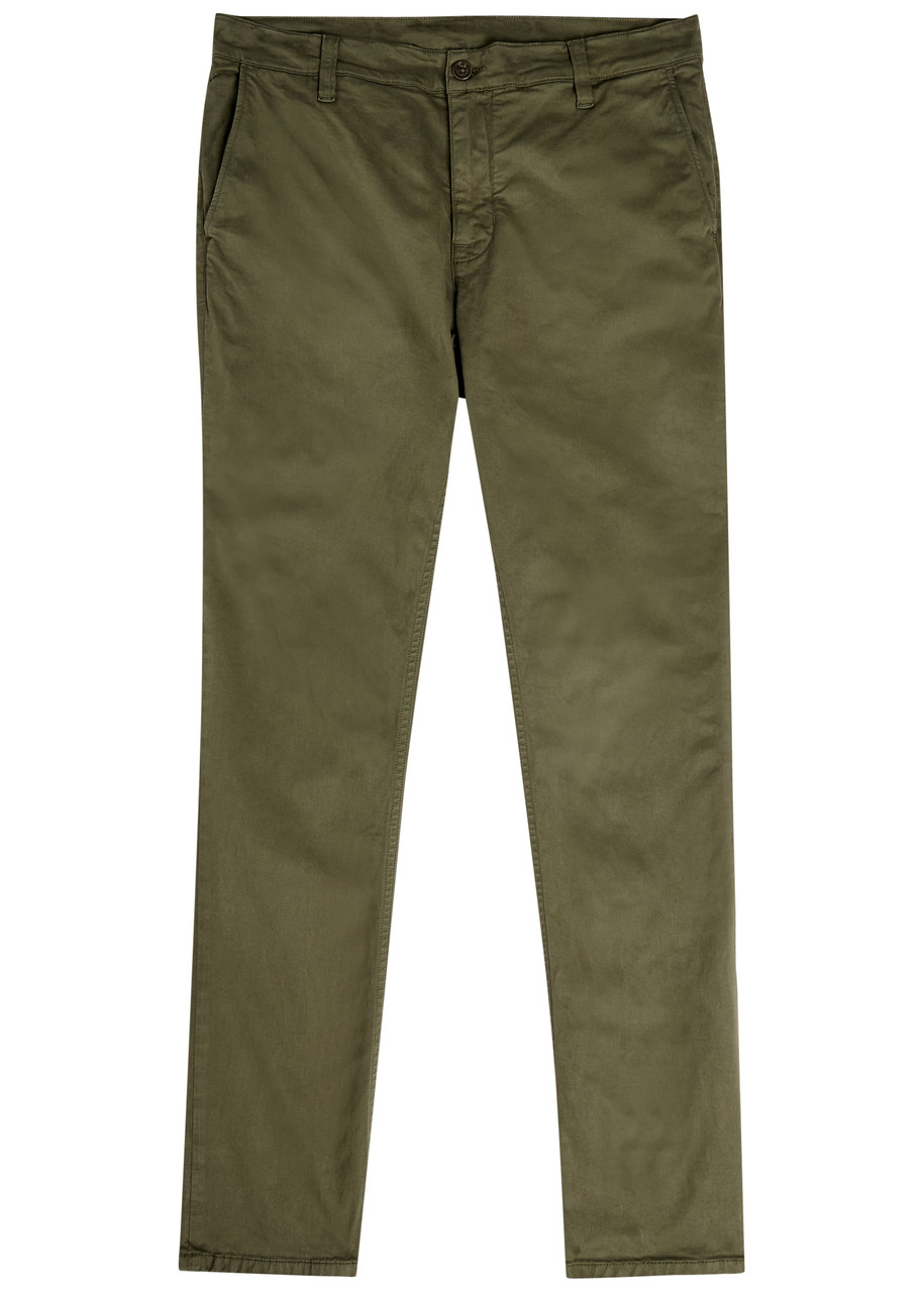 Nudie Jeans Easy Alvin Slim-leg Stretch-cotton Chinos – Olive – W