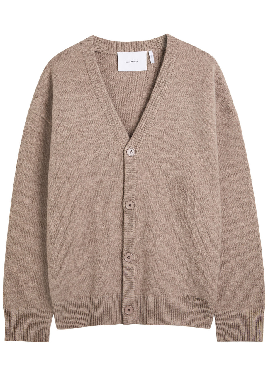 Axel Arigato Milo Logo-embroidered Wool Cardigan – Brown Axel Arigato Milo Logo-embroidered Wool Cardigan – Brown