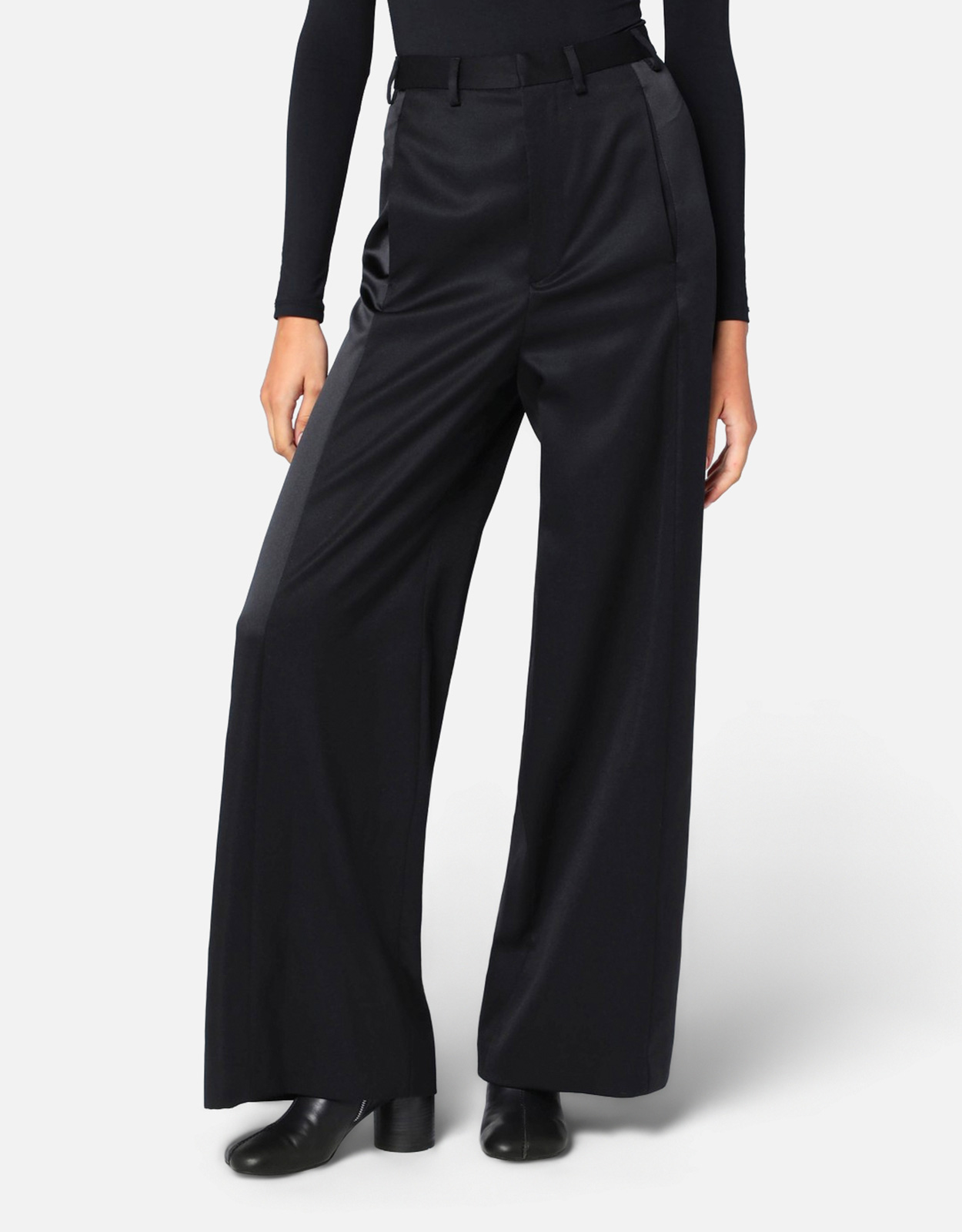 MM Maison Margiela Tailored Wool Blend Contrast Panel Straight-Leg Trousers – IT