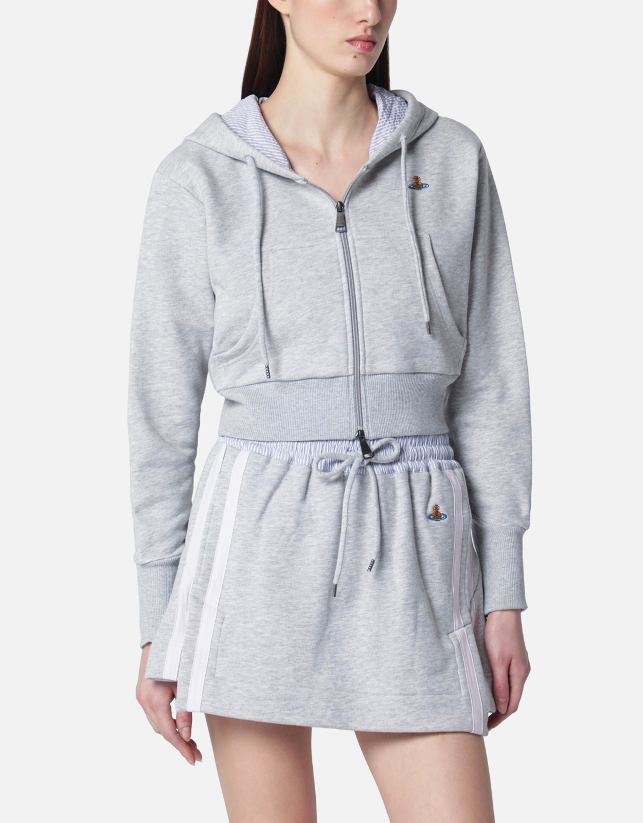 Vivienne Westwood Grey Cropped Sweatshirt With Orb Logo Vivienne Westwood Grey Cropped Sweatshirt With Orb Logo