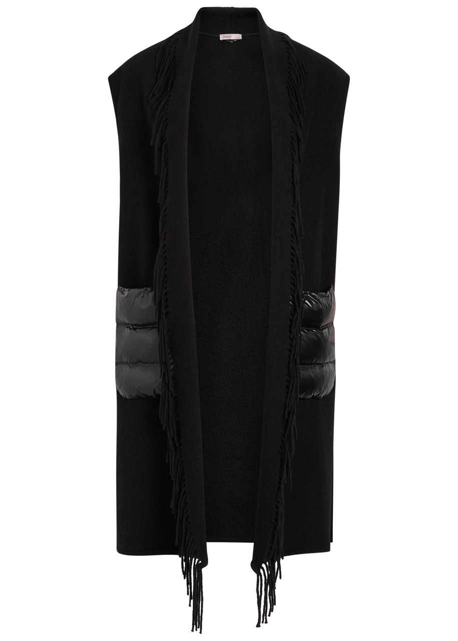 Herno Fringed Panelled Wool-blend Gilet – Black – S – S