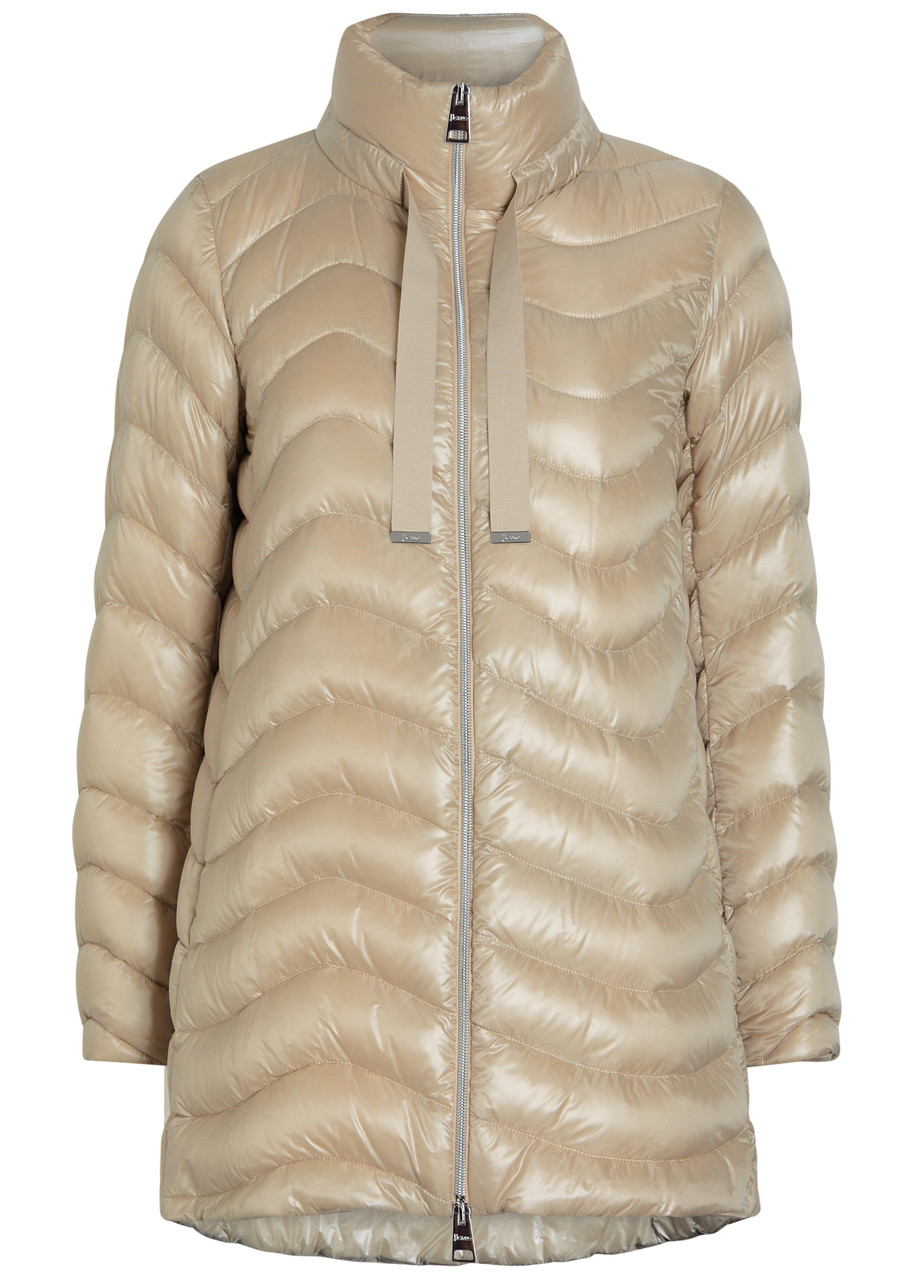 Herno Quilted Glossed Shell Jacket – Beige – S Herno Quilted Glossed Shell Jacket – Beige – S