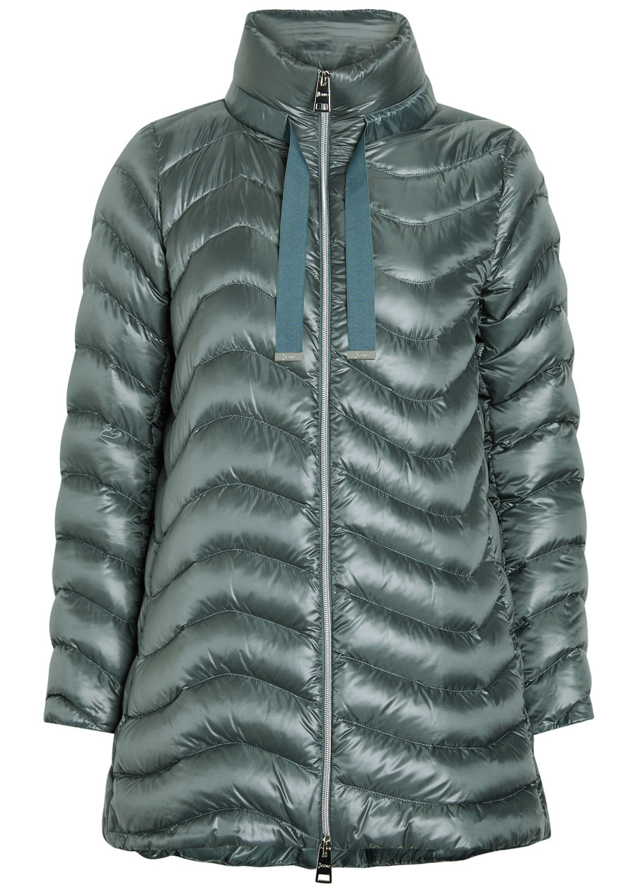 Herno Quilted Glossed Shell Jacket – Blue – Herno Quilted Glossed Shell Jacket – Blue –
