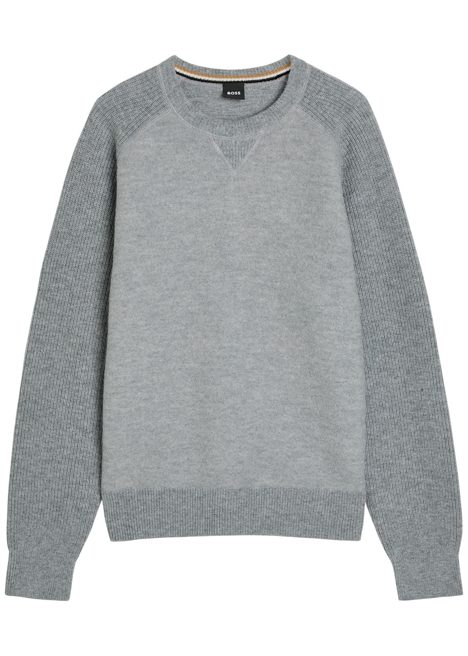 Boss Hero Wool Jumper – Grey Boss Hero Wool Jumper – Grey