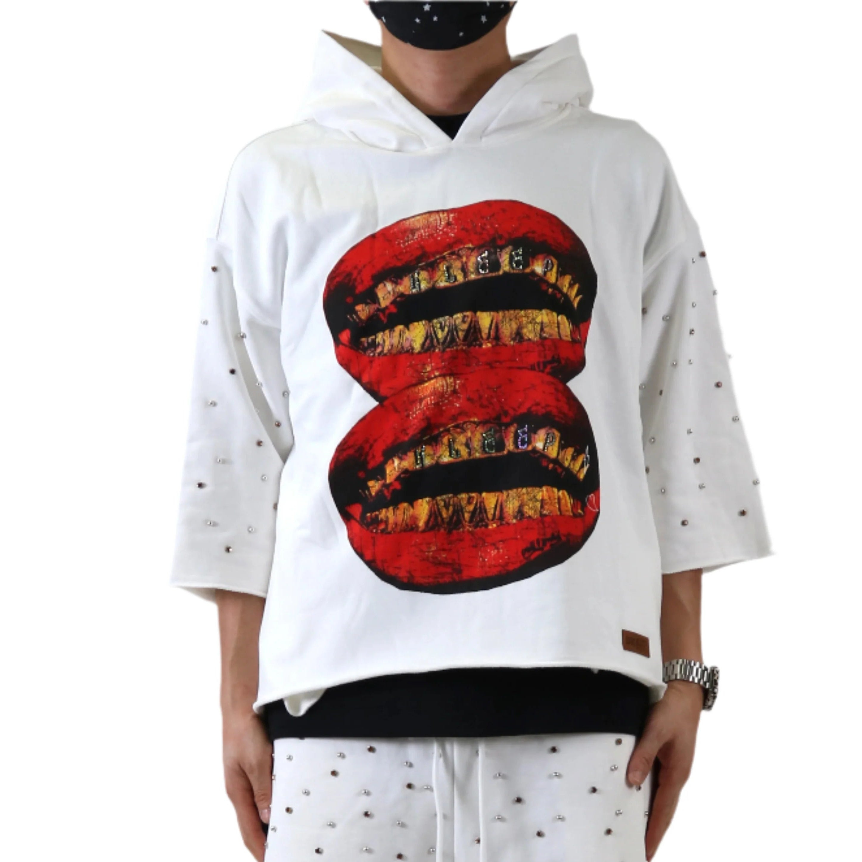 CLAIN French Terry Sleeve Crop Top Pullover Hoodie CLAIN French Terry Sleeve Crop Top Pullover Hoodie