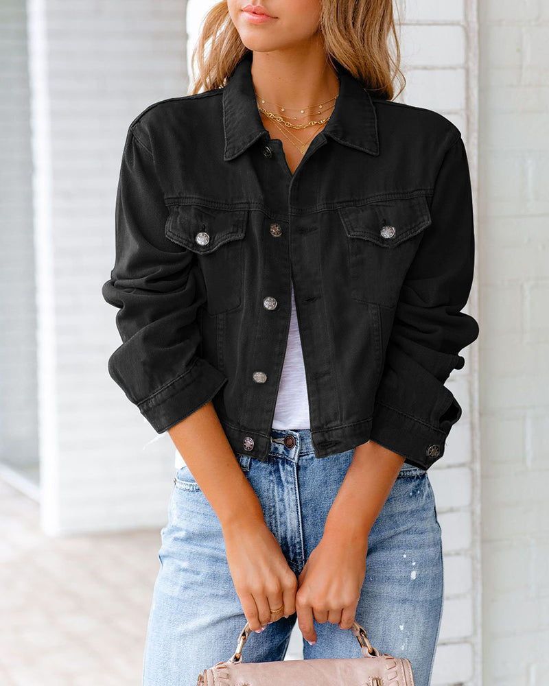 Zeagoo Cropped Denim Jacket Button Down Short Trucker Distressed Raw Hem Ripped Jean Jackets – Black Zeagoo Cropped Denim Jacket Button Down Short Trucker Distressed Raw Hem Ripped Jean Jackets – Black