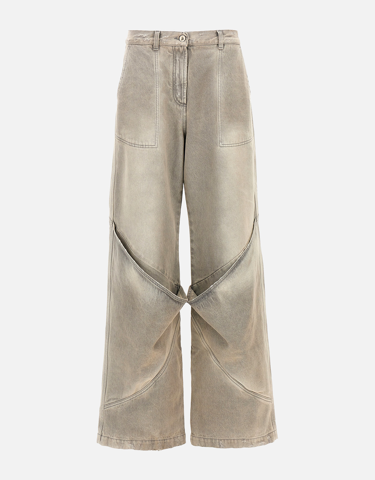 The Attico Used Effect Cotton Wide Leg Jeans The Attico Used Effect Cotton Wide Leg Jeans