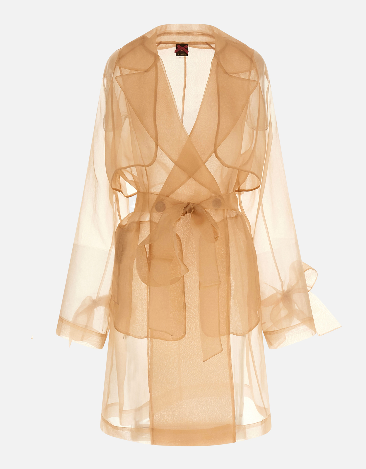 Pinko Cocco Silk Double-Breasted Semi-Transparent Trench Coat – IT Pinko Cocco Silk Double-Breasted Semi-Transparent Trench Coat – IT
