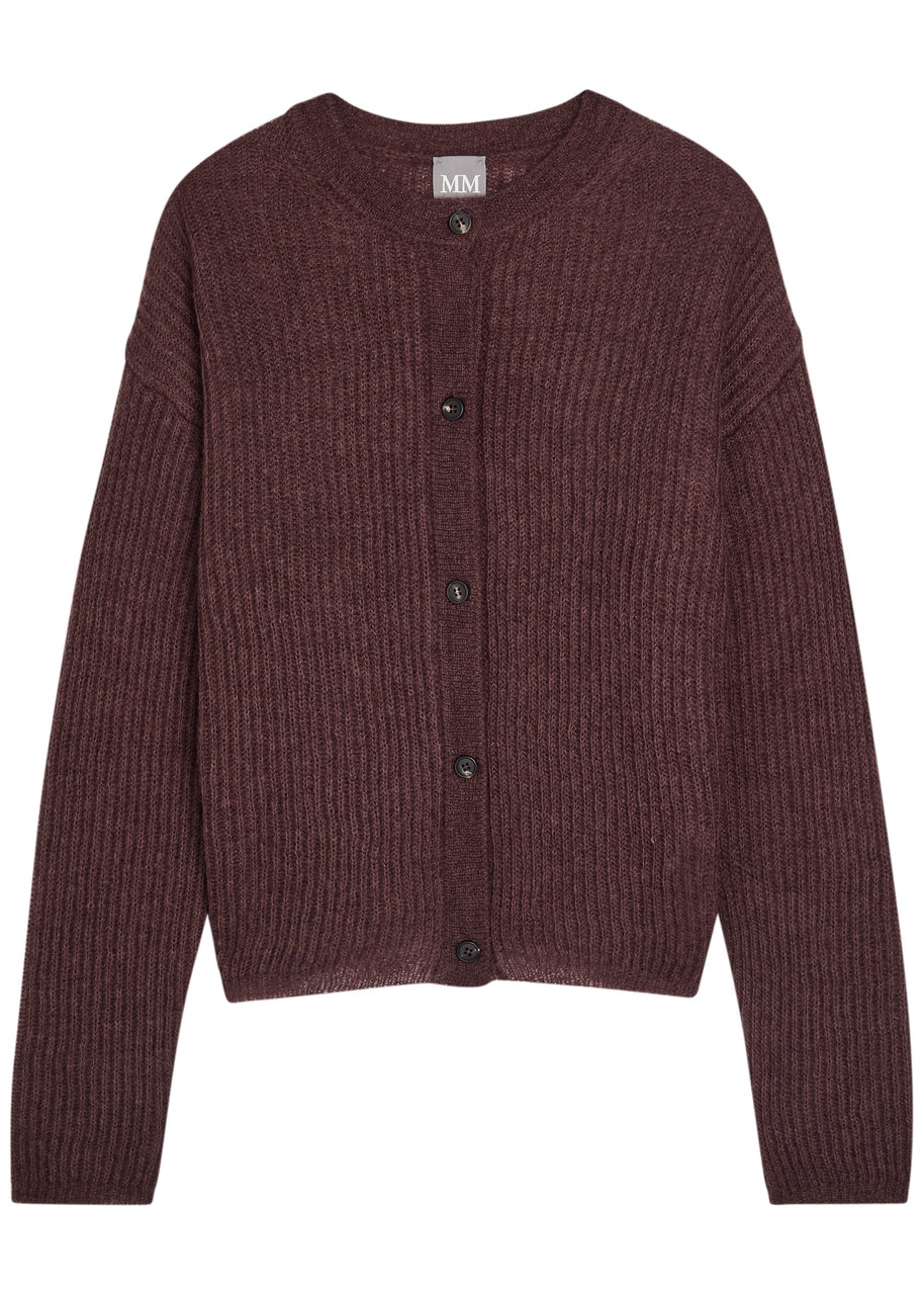 MM Meandro Ribbed Open-knit Cardigan – Burgundy – M M