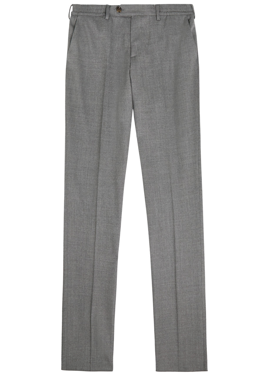 Lardini Tapered-leg Stretch-wool Trousers – Grey – W S