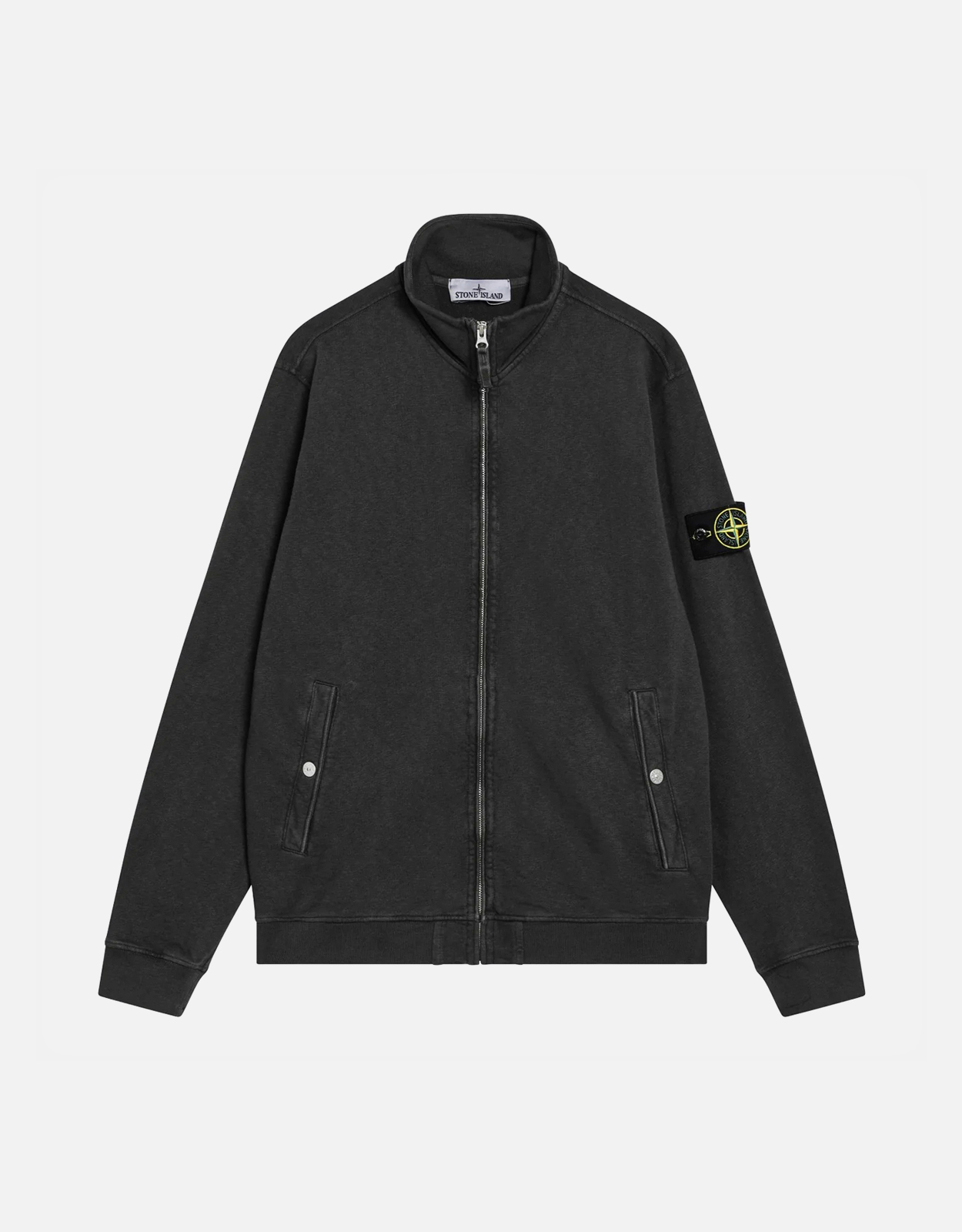 Stone Island Grey Zip Up Cotton Fleece Track Jacket